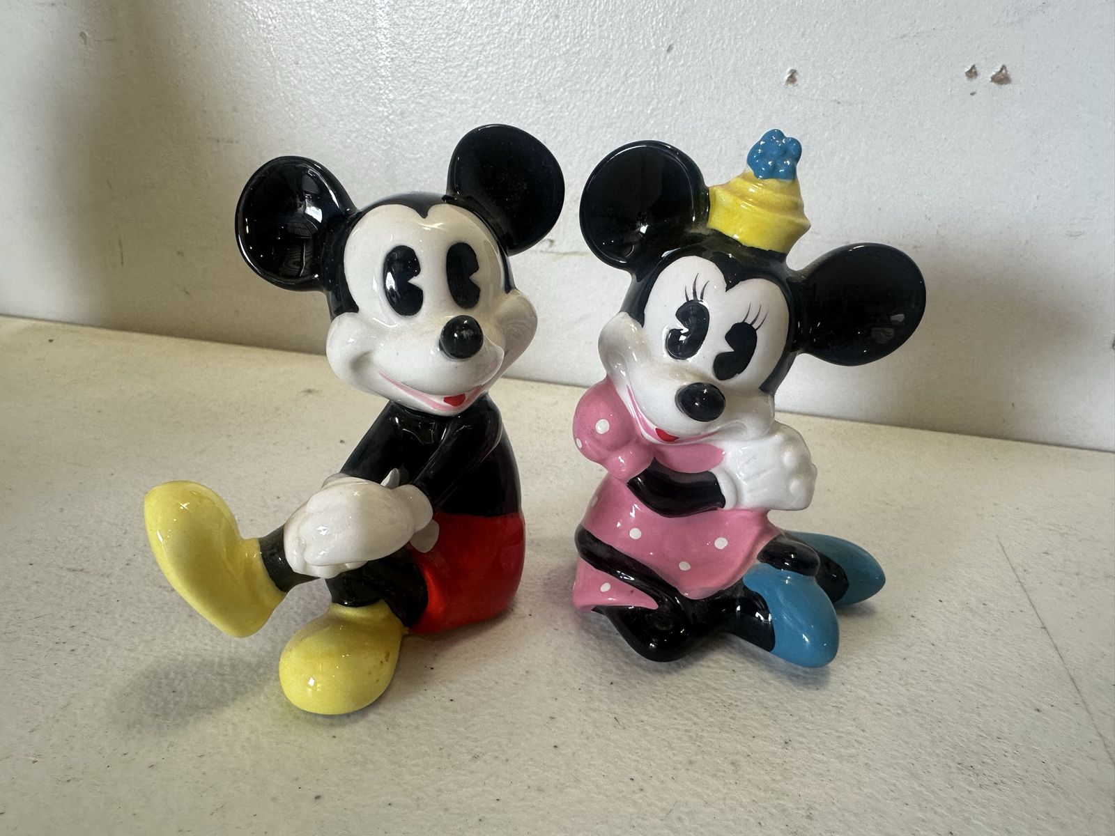 Vintage Disney Mickey Minnie Mouse Beautiful Ceramic Porcelain Figurines Made in Japan