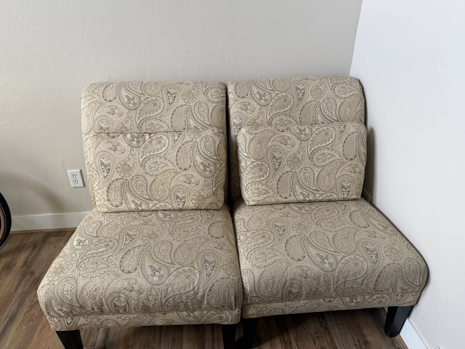 Two Fabric Chairs with Pillows
