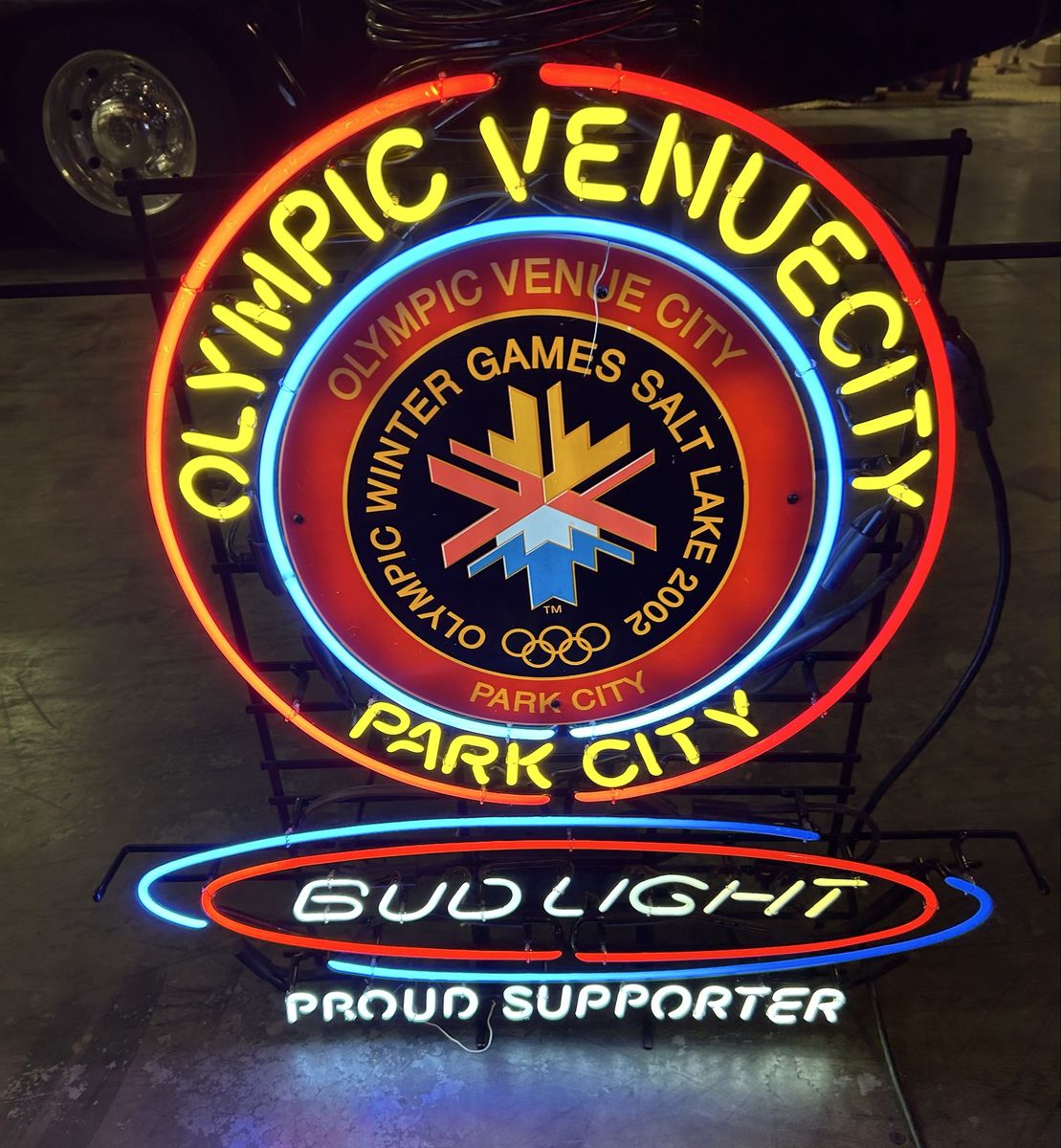 Bud Light 2002 Winter Olympics Salt Lake City Park City Neon Sign - Olympic Venue City Proud Supporter