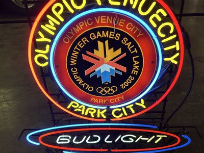 Bud Light 2002 Winter Olympics Salt Lake City Park City Neon Sign - Olympic Venue City Proud Supporter
