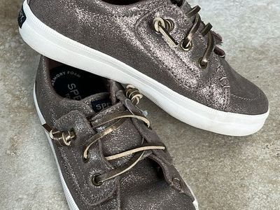 Sperry Top-Sider Gold Glitter Slip-On Boat Shoes, Toddler Size 11.5 with Memory Foam