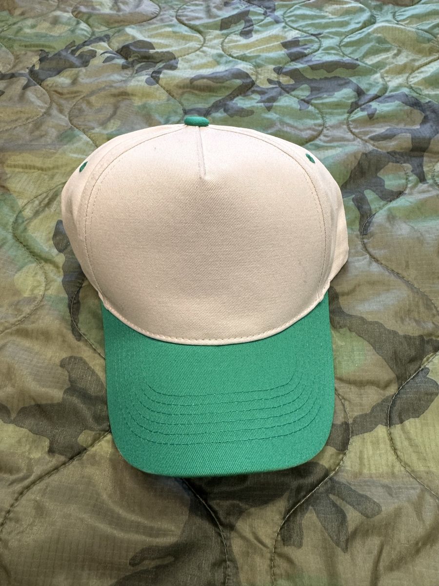 Funky Junque Two-Tone Snapback Hat Cream/Green - Blank