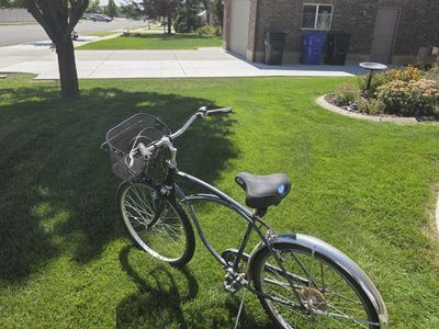 Black Cruiser Style Bicycle with Front Basket