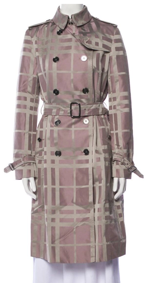 Burberry Full Lengt Trenchcoat Plum/Grey Check