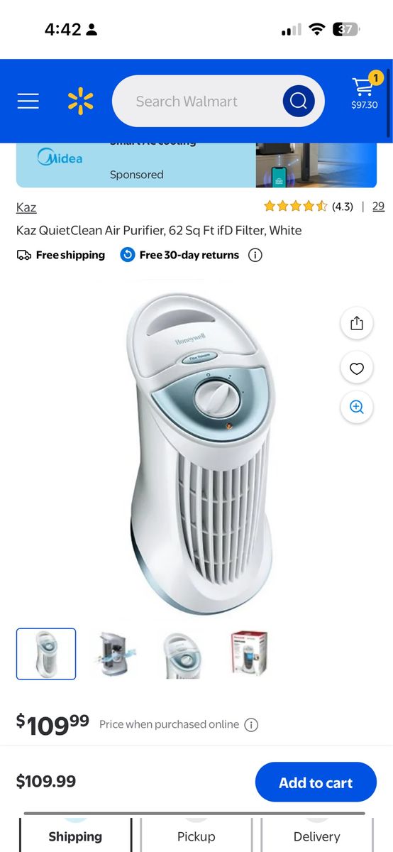 Honeywell small tower air purifier