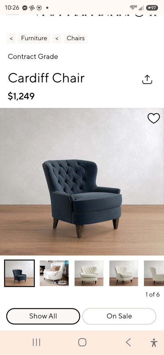 Cardiff Chair - Contract Grade Tufted Armchair - Dark Blue Fabric