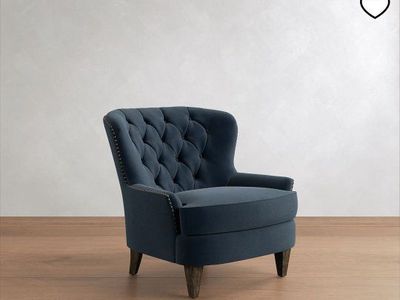 Cardiff Chair - Contract Grade Tufted Armchair - Dark Blue Fabric