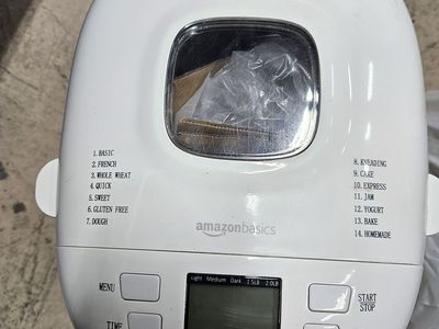 AmazonBasics 2lb Automatic Bread Maker Machine with 14 Settings - White