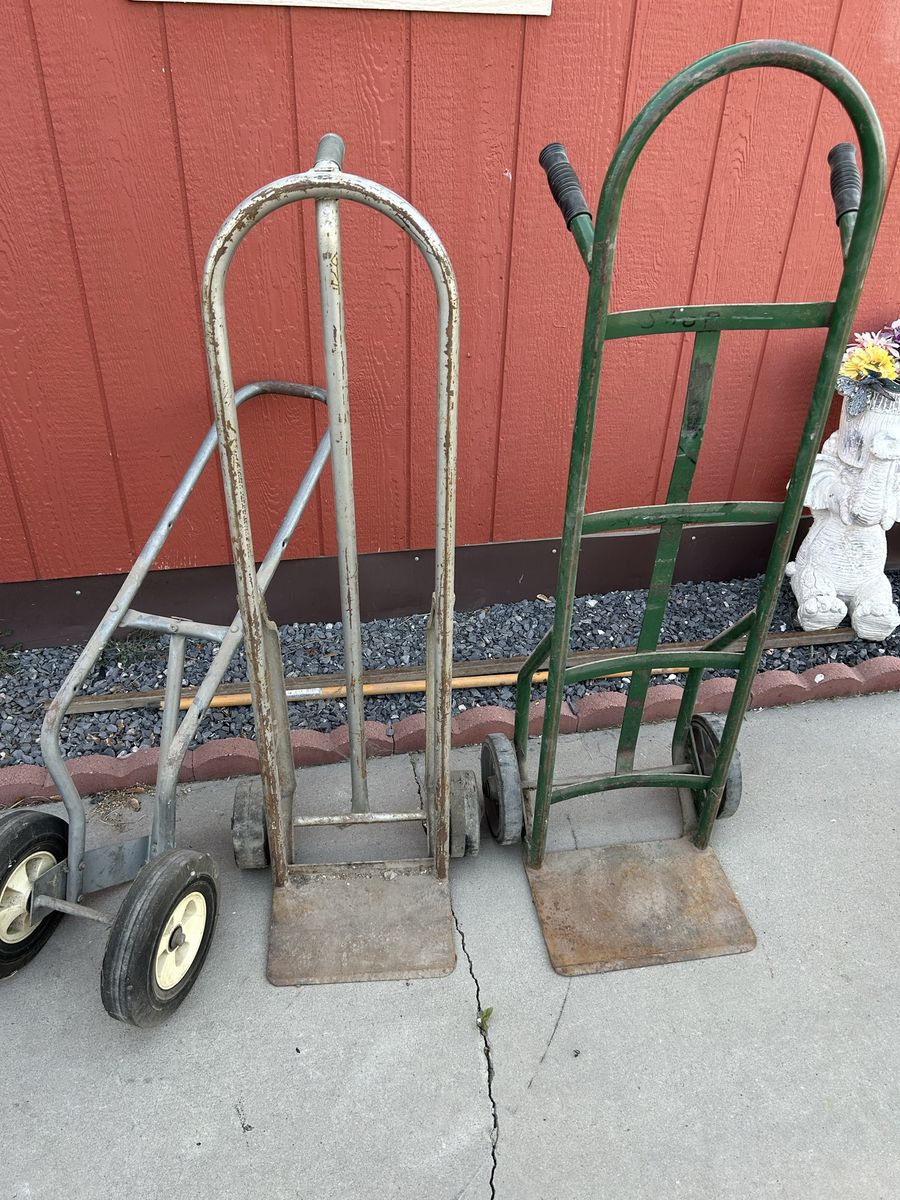 Lot of 3 Hand Various Size Truck Dollies, The Smaller One is a Tire Dolly & The Green one is a Harper Brand