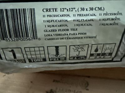 CRETE 12"x12" Glazed Floor Tile - 11 sq.ft. per carton (30 x 30 CM), Two Boxes