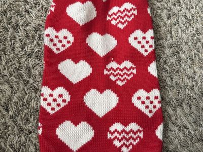 Dog Valentine’s Day heart sweater for long dog