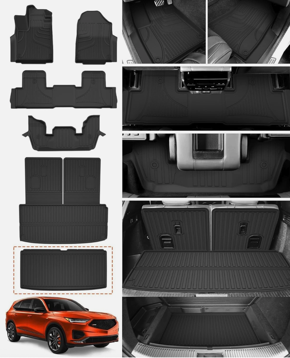 2022-2026 Acura MDX Floor Mats Cargo Liner Backrest Mat TPE All Weather 7 Seat