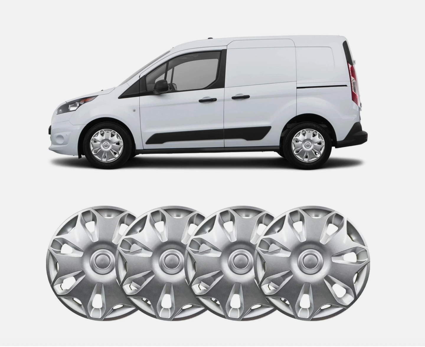 4 Hub Caps 16" Wheel Covers Fits Ford Transit Connect 2014-2023 Silver Set
