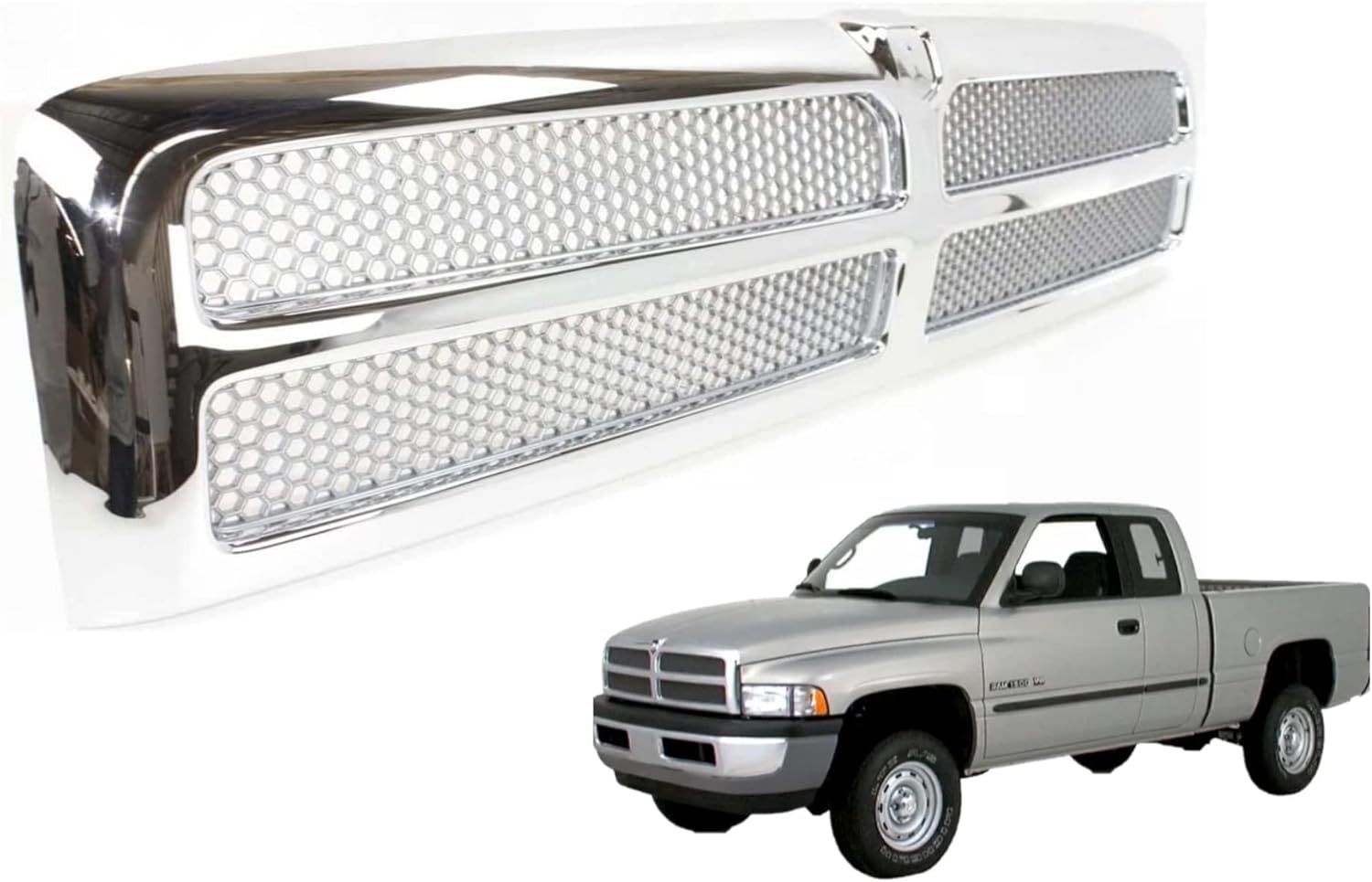 1994-2001 Ram 1500, 1994-2002 Ram 1500, 2500 Chrome Front Grille Assembly