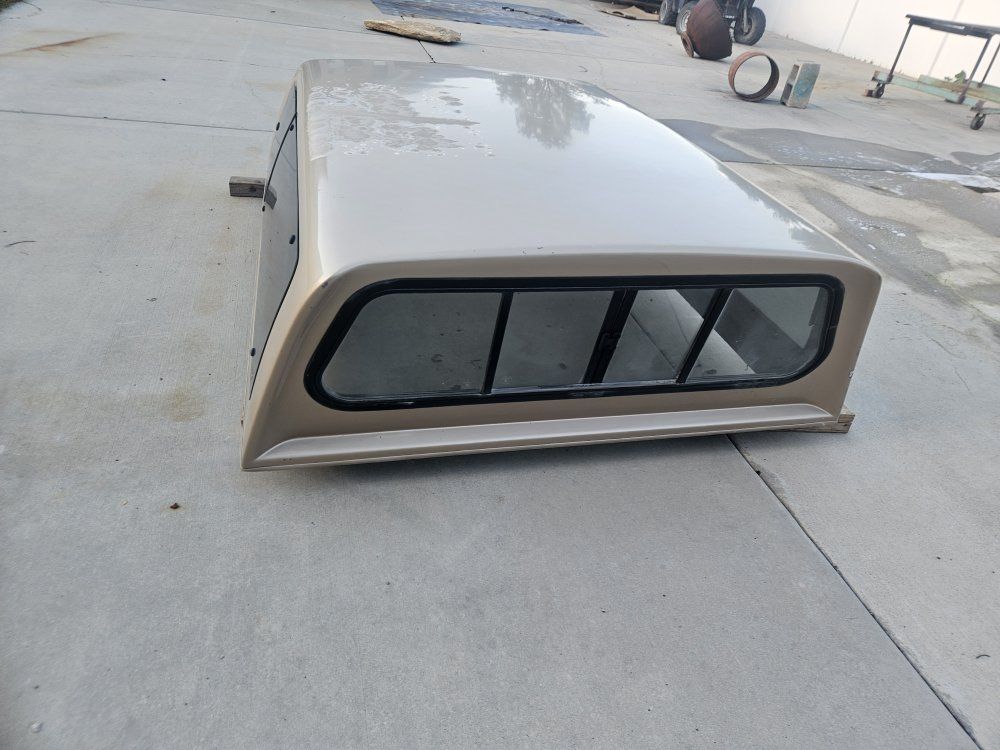LEER Beige Truck Shell Camper Topper with Tinted Sliding Windows
