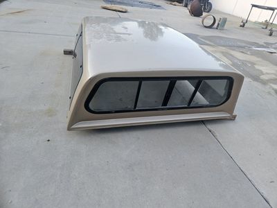 LEER Beige Truck Shell Camper Topper with Tinted Sliding Windows