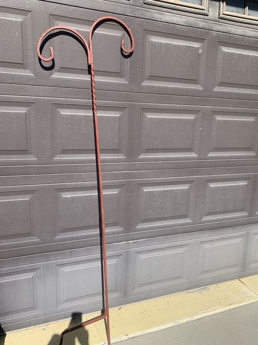 Shepherd hooks for hanging pots and feeders