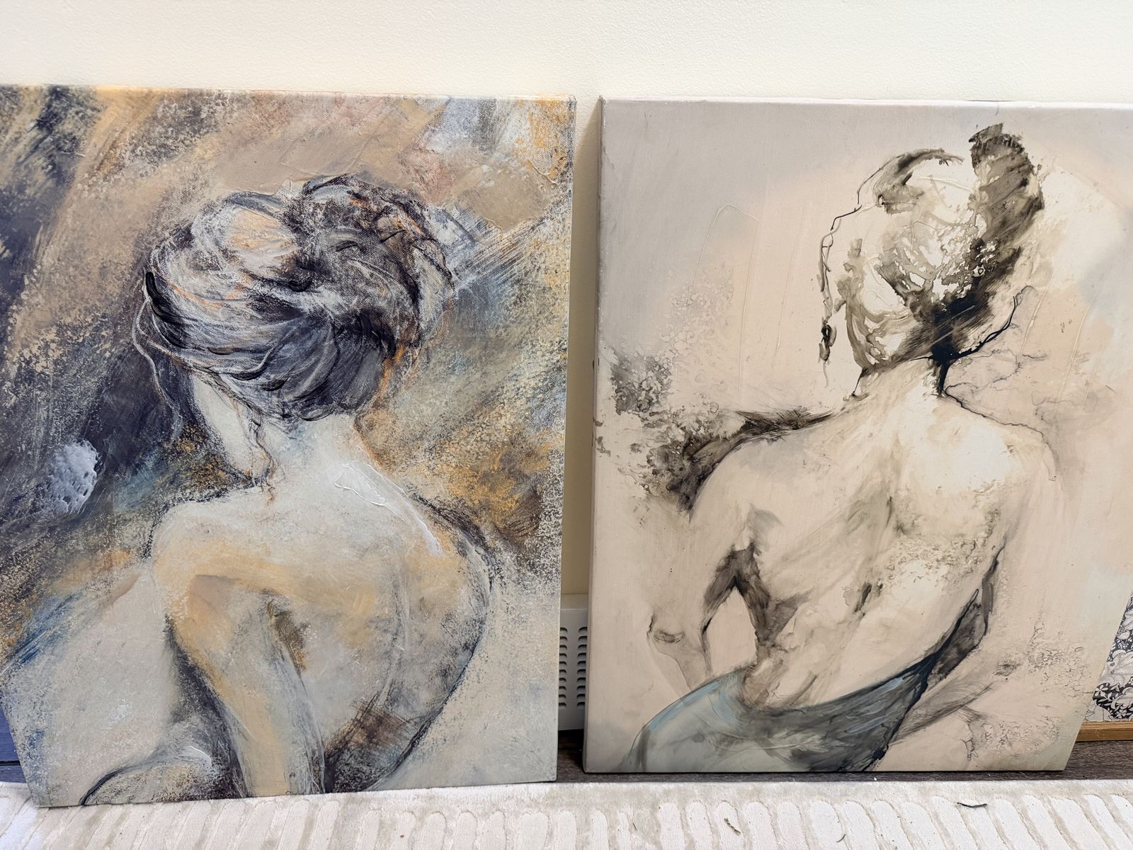 Abstract Figurative Woman Back Art Canvas Print Set - Gallery Wrapped 22”x28”x 2