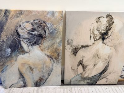 Abstract Figurative Woman Back Art Canvas Print Set - Gallery Wrapped 22”x28”x 2