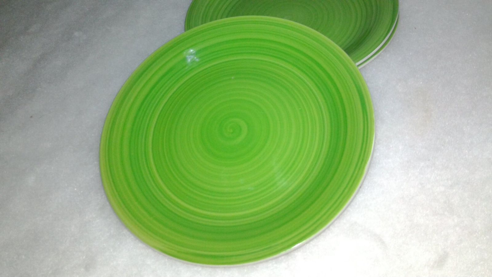 Royal Norfolk Green-brier Spring Green Swirl Stoneware 10.5" Dinner Plates Set of 3