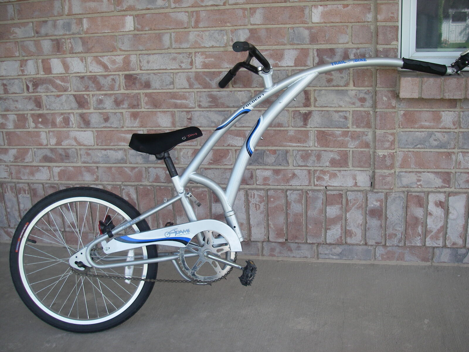 ADAMS TRAIL-A-BIKE Folder One, 20 Inch, Tow Behind Folding Tandem Trailer BIKE Childs 20