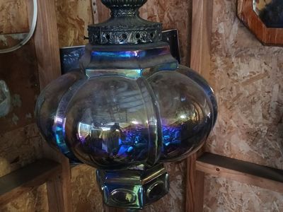 Vintage Iridescent Glass Hanging Ceiling Light Fixture Mid-Century Style