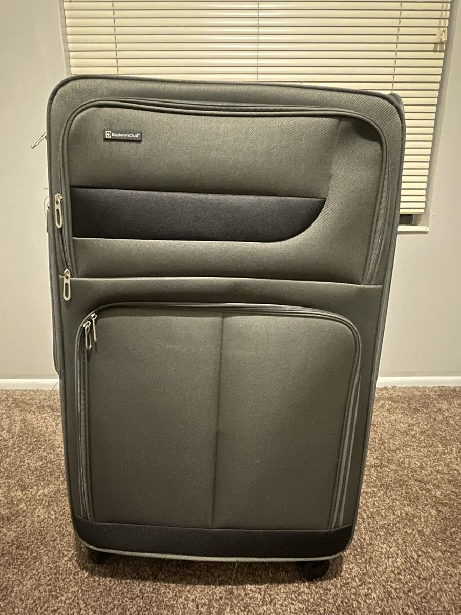 ExplorersClub Large Rolling Suitcase Gray Softside Travel Luggage