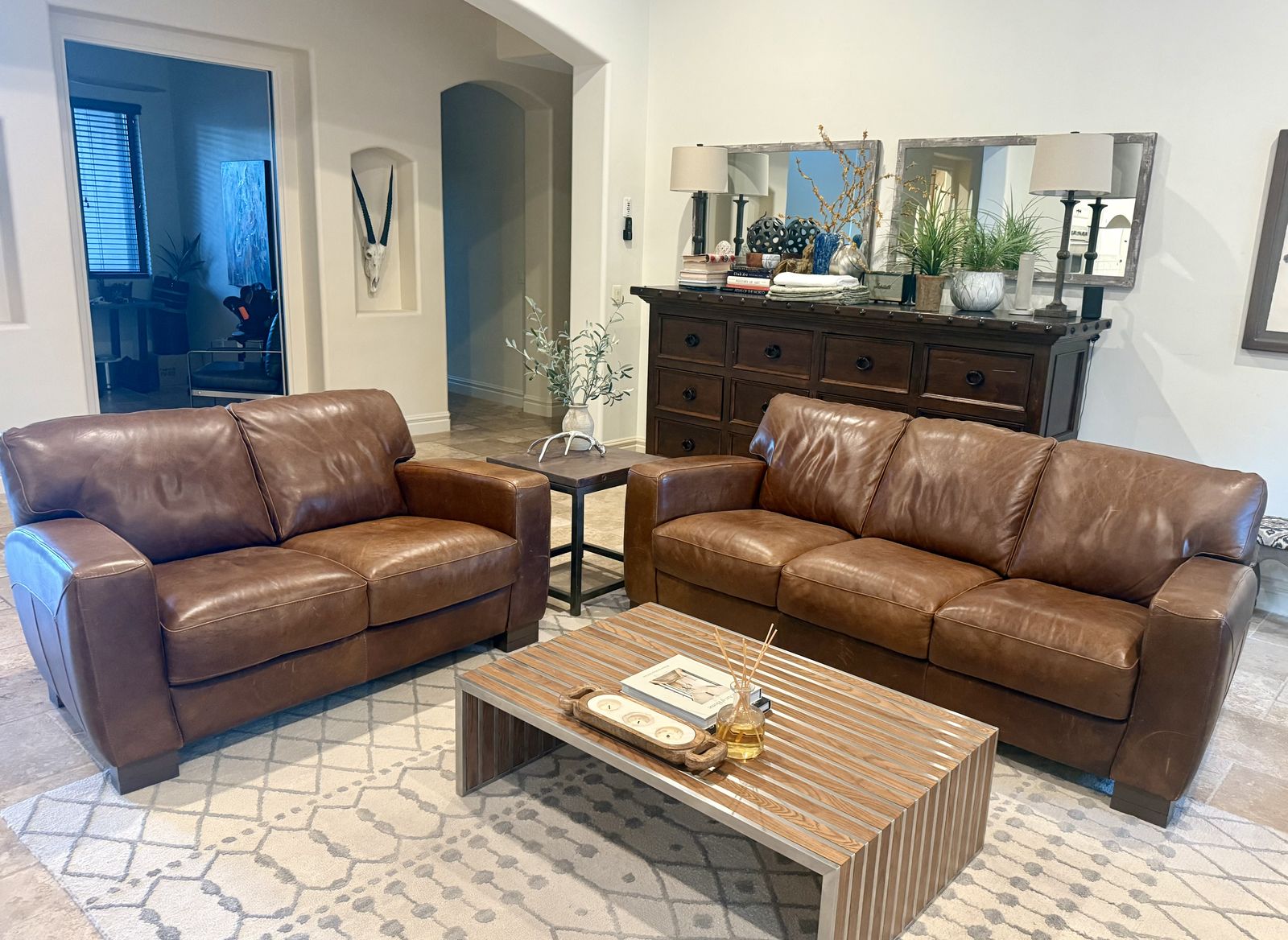 LEATHER SOFA & LOVESEAT