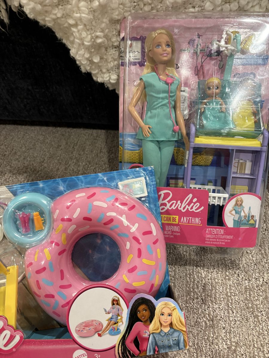 Barbie I Can Be Anything Pediatrician Playset and Barbie Donut Float Accessories