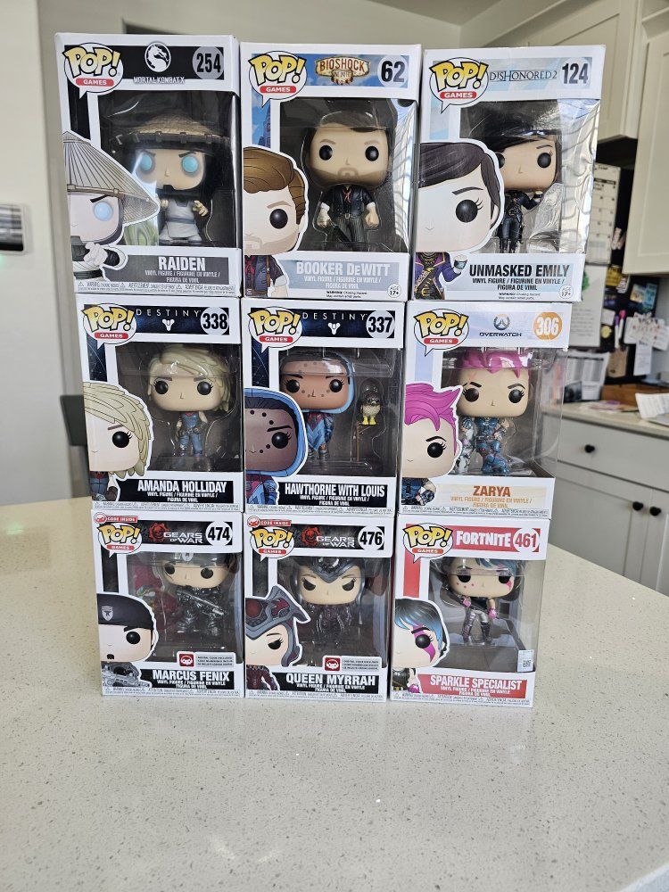 Various video game funko pops