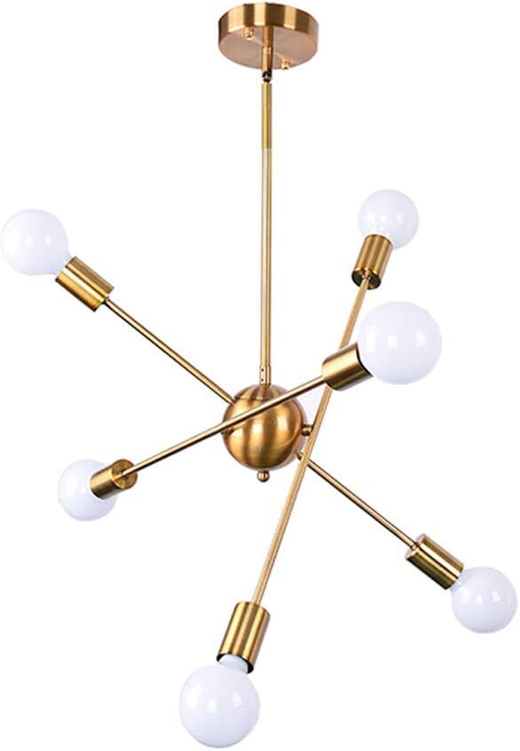 SEFINN FOUR 6-Light Brushed Brass Sputnik Pendant Lighting Satellite Lights Modern Farmhouse Chandelier