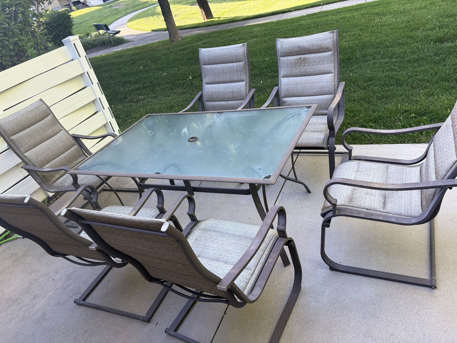 Patio set and 6 chairs