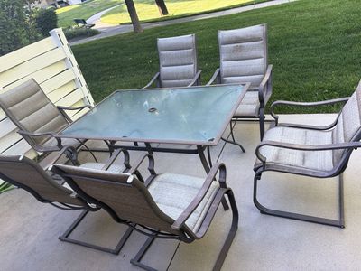 Patio set and 6 chairs
