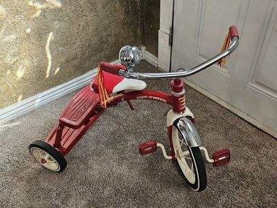 Radio Flyer Classic Red Dual Deck Tricycle with Chrome Handlebars & Bell