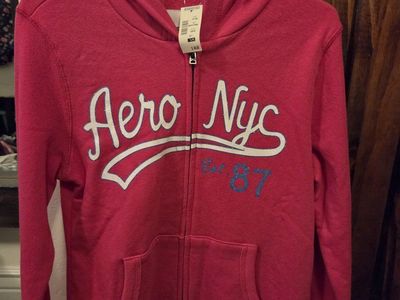 Aeropostale Aero NYC Full Zip Hoodie - Pink, Size Large - Est. '87 Graphic