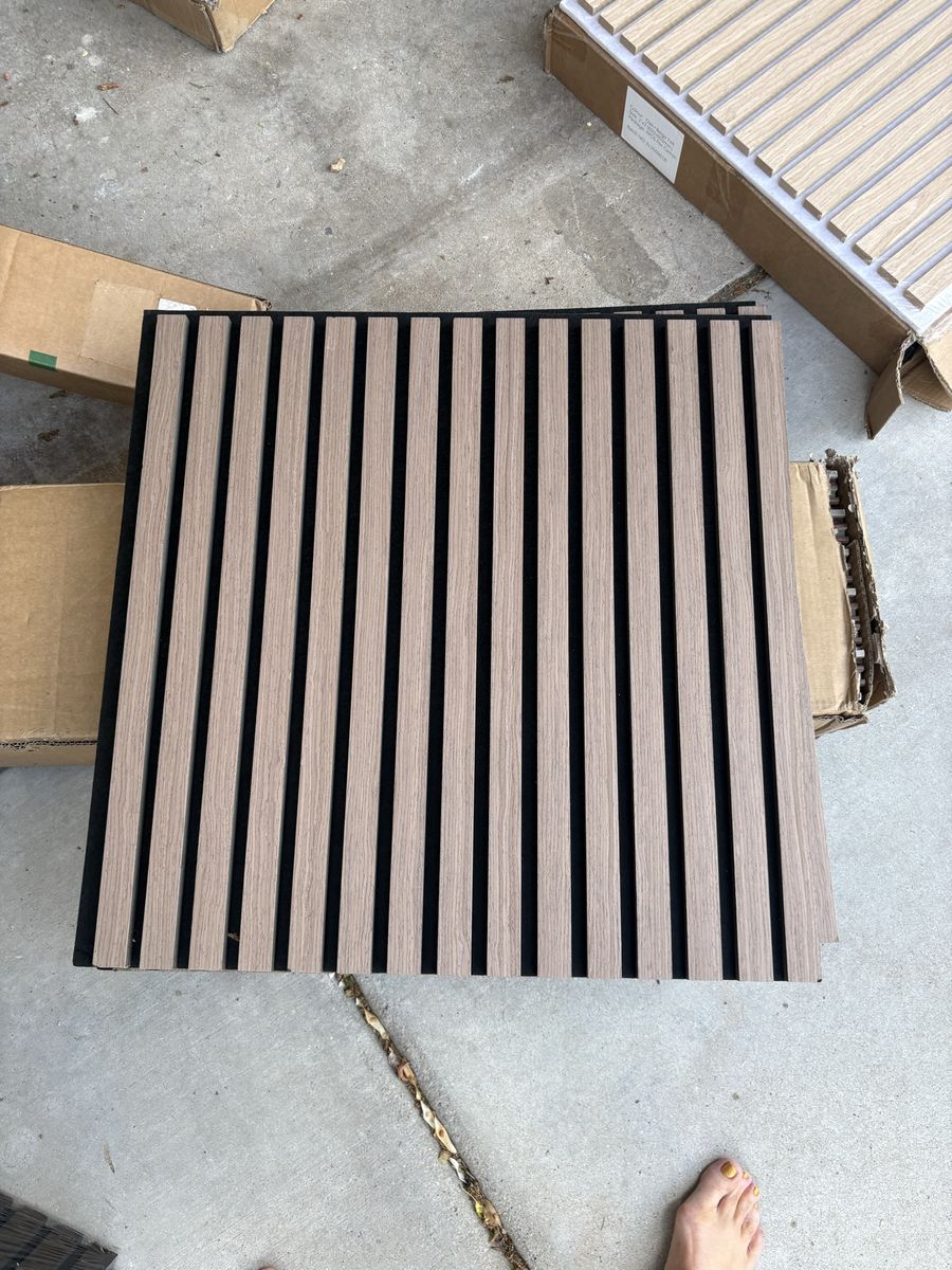 New Acoustic Slat Wood Wall Panels - Modern Design for Home or Office (Quantity of 4) 24 x 24