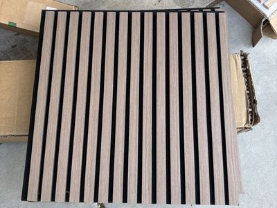 New Acoustic Slat Wood Wall Panels - Modern Design for Home or Office (Quantity of 4) 24 x 24