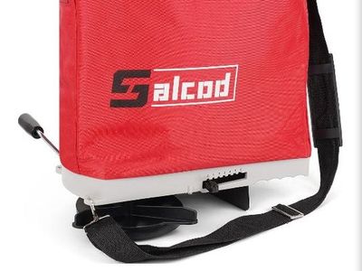 Salcod 25 lb Handheld Broadcast Fertilizer and Seed Spreader Red
