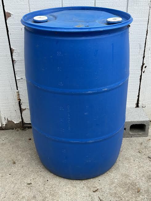 Blue Industrial Plastic 55 Gal. Storage Barrel Unused Since New