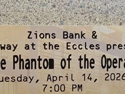 Eccles Phantom of the Opera Tues. 4-14 7:00PM Balcony Front Row Center