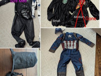 Kids Costumes - $5 each: Black Panther, Captain America, Slytherin Cloak and Abe Lincoln