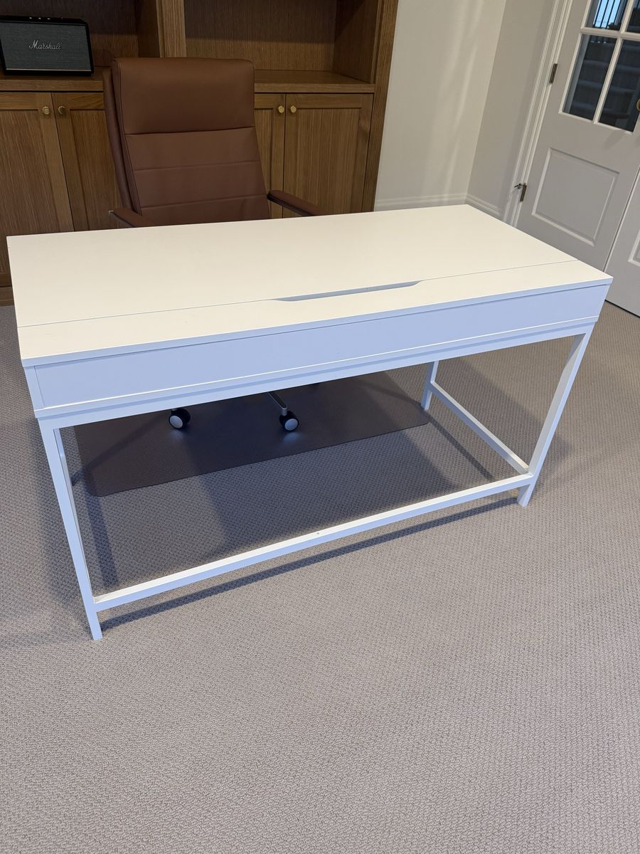 IKEA White Desk with Built-in Drawer - 51.75" x 23.6" - Modern Home Office Furniture