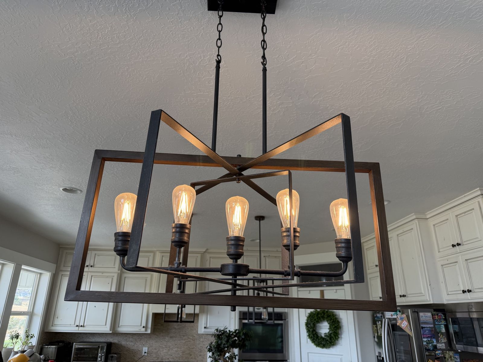 Modern Farmhouse Industrial 5-Light Chandelier Hanging Light Fixture