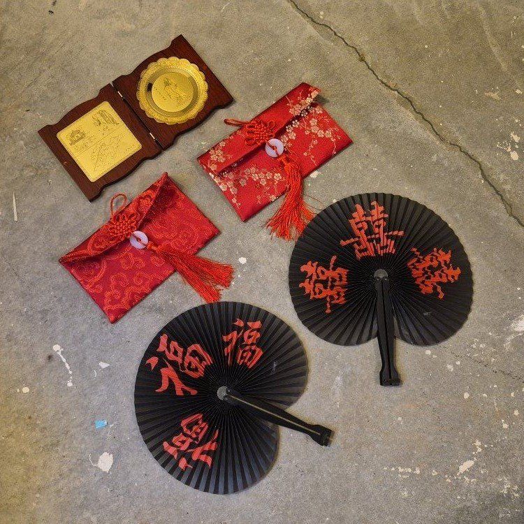 Chinese Fans, Purses, & Gold Plated Decor