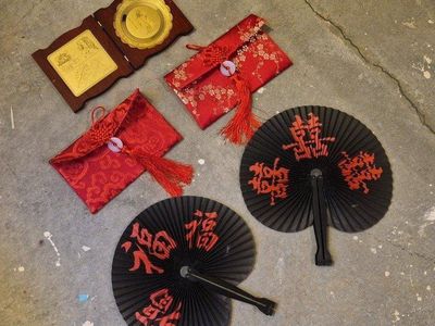 Chinese Fans, Purses, & Gold Plated Decor