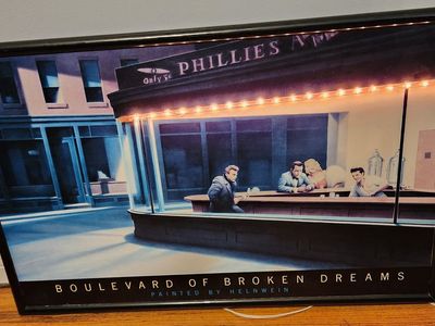 LED Lighted Framed Wall Art Picture EDWARD HOPPER "NIGHTHAWKS" LARGE COLOR POSTER