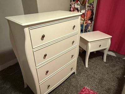 White dresser and night stand