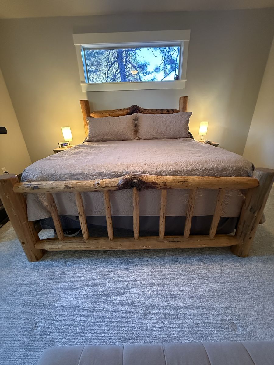 Handcrafted Rustic Log King Size Bed Frame - Solid Wood, Unique Design