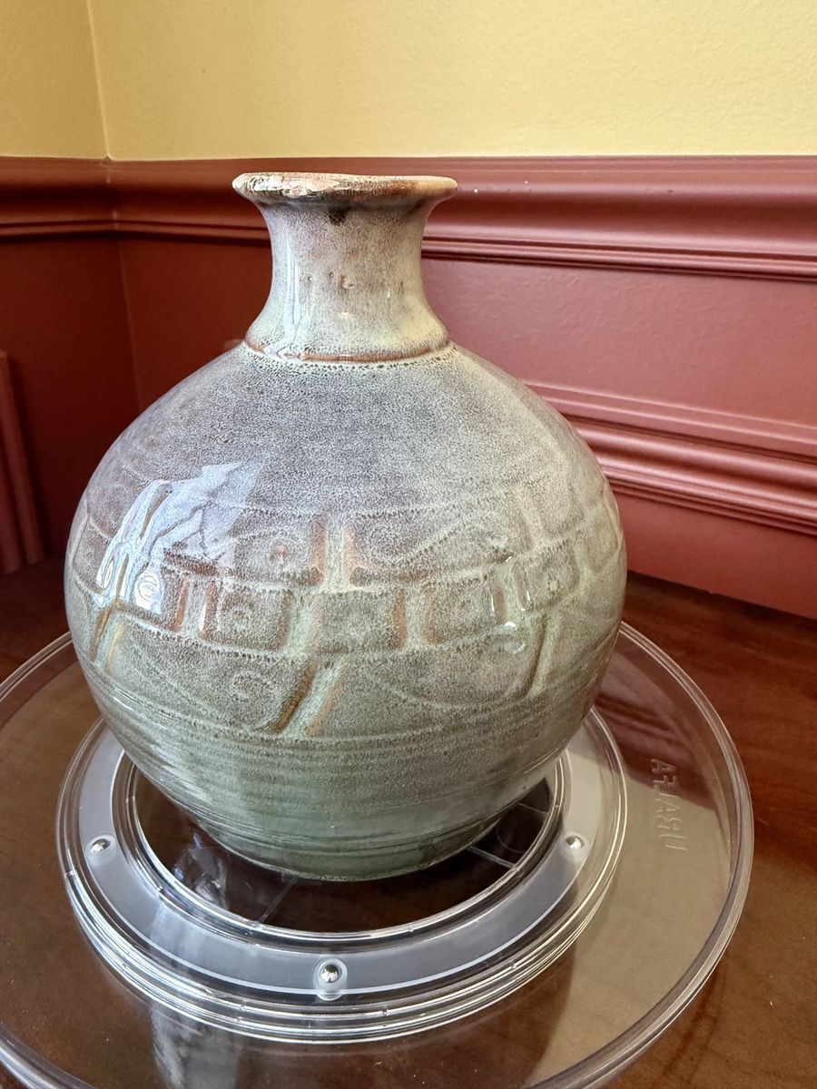 Handmade Studio Pottery Vase, Textured Glaze, Earth Tones - Unique Artistic Decor