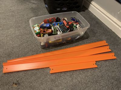 60ct Misc. Hotwheels from Different Decades & Track